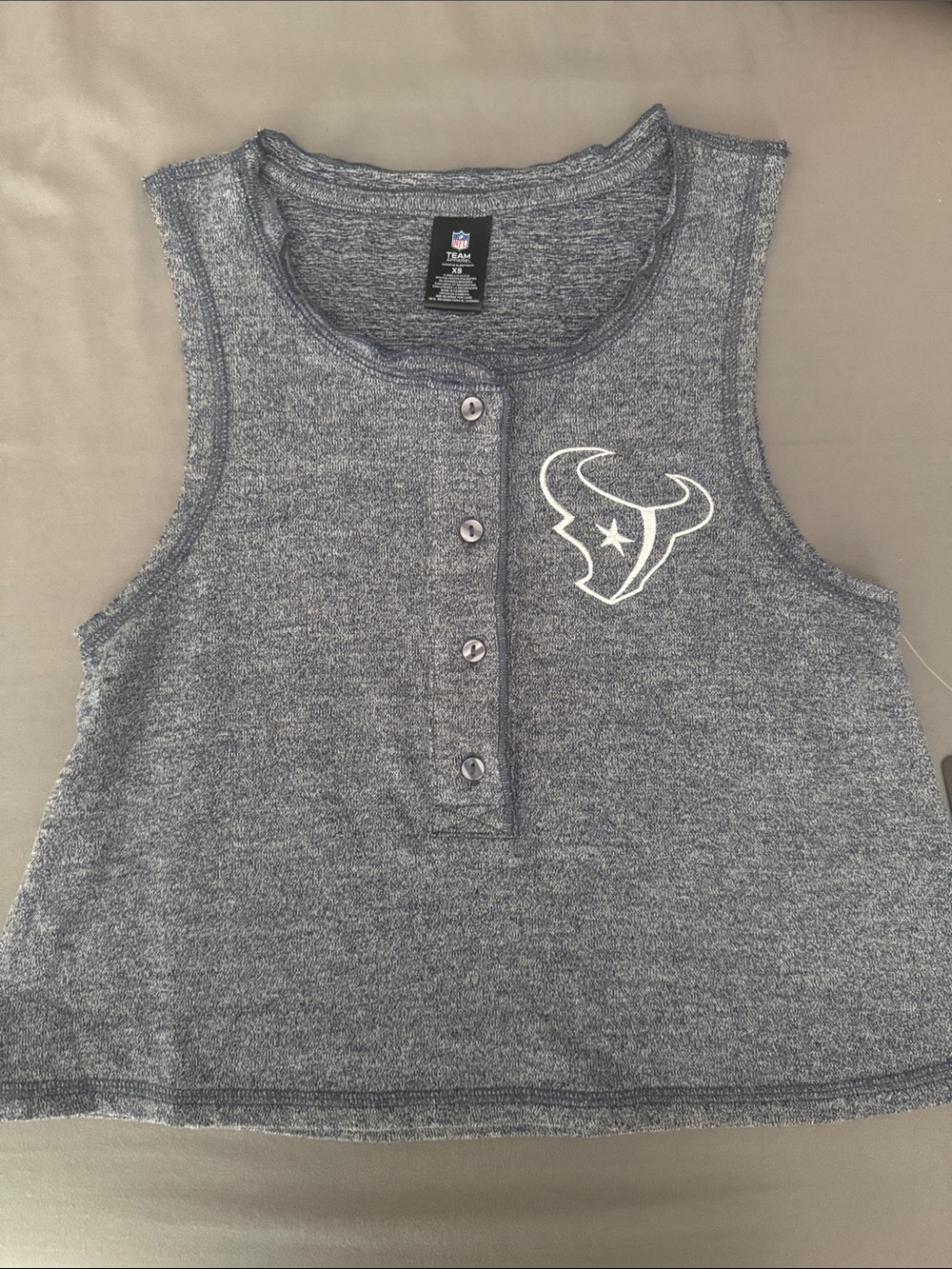 NFL Heathered Blue/Grey Girls' Sleeveless Henley Tank with Texans Logo